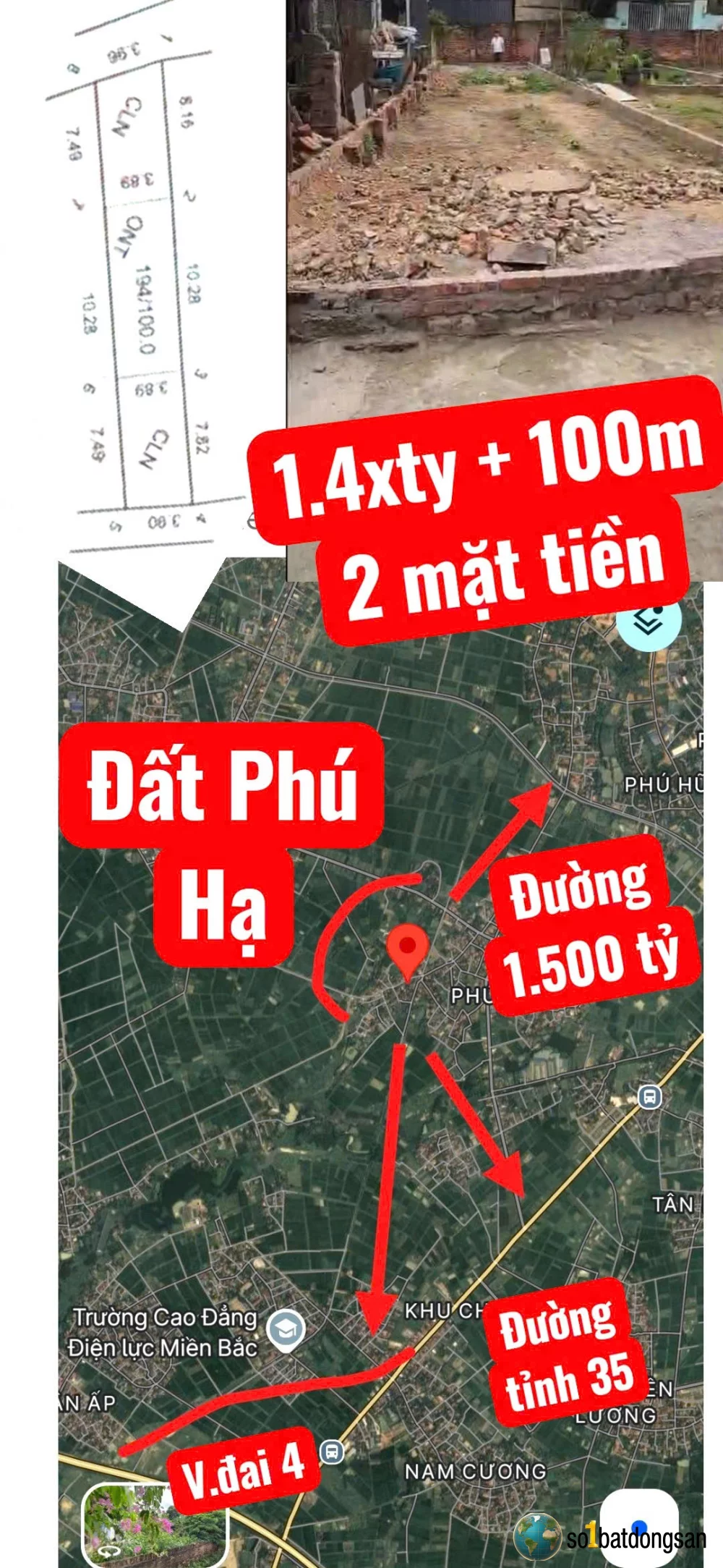 1.4x tỷ lô đất 2 mặt tiền phú hạ
