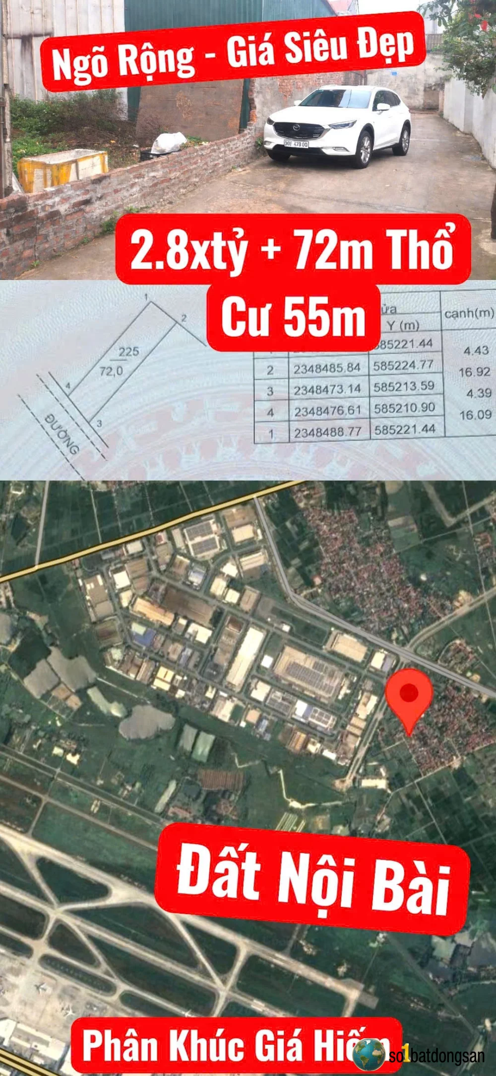 2.8x tỷ lô đất 72m Hoàng Dương sát ngay KCN Nội Bài, Phân Khúc Giá Hiếm
