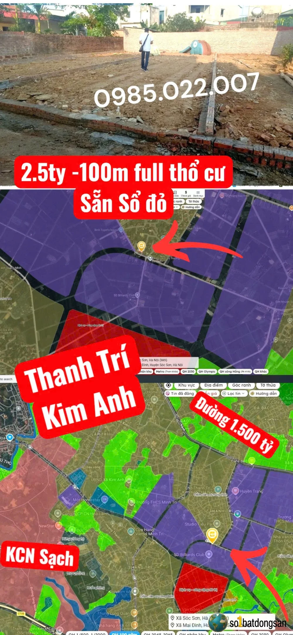 100m Full thổ cư Đất Thanh Trí, Kim Anh, HÀ NỘI