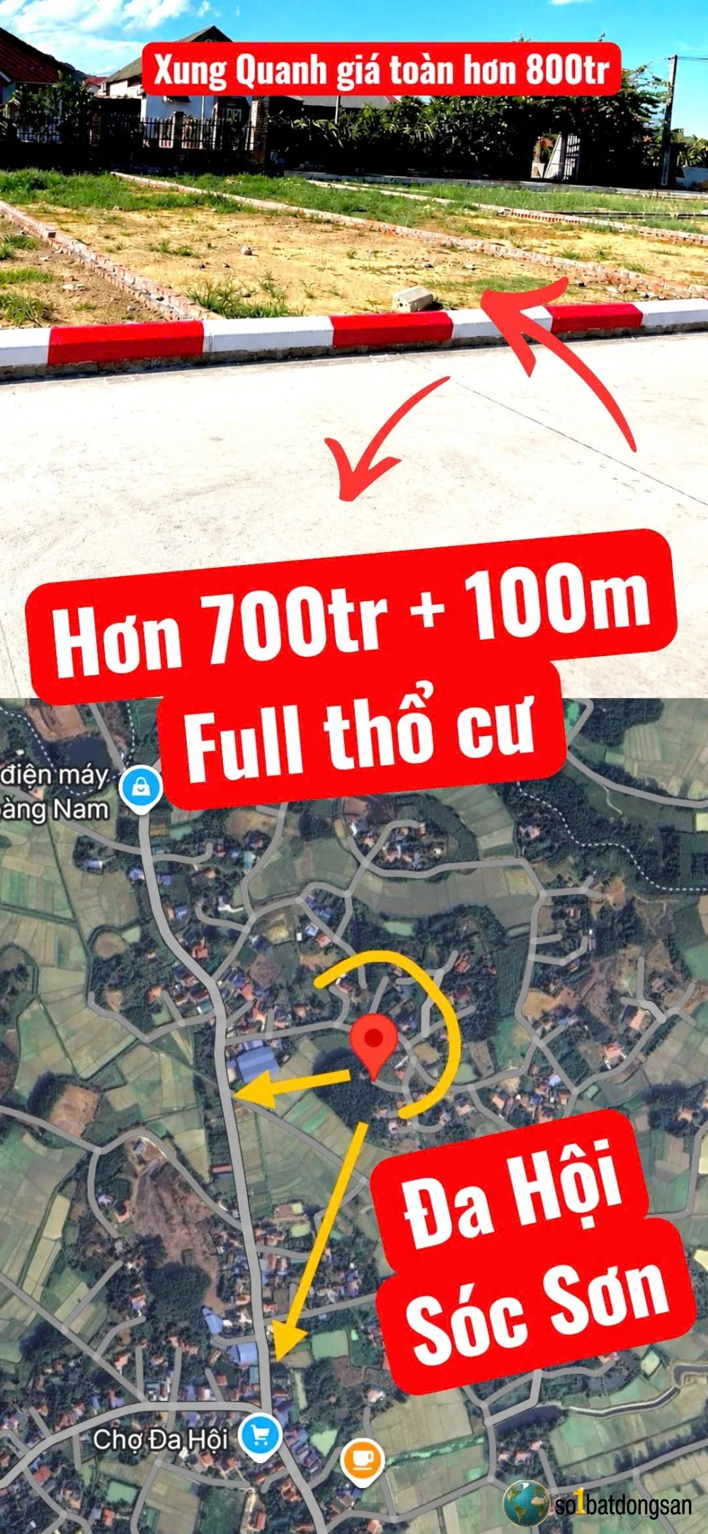 Đất gần đường lớn Hồng Kỳ sắp mở rất rộng thuộc Trung Giã, Hà Nội