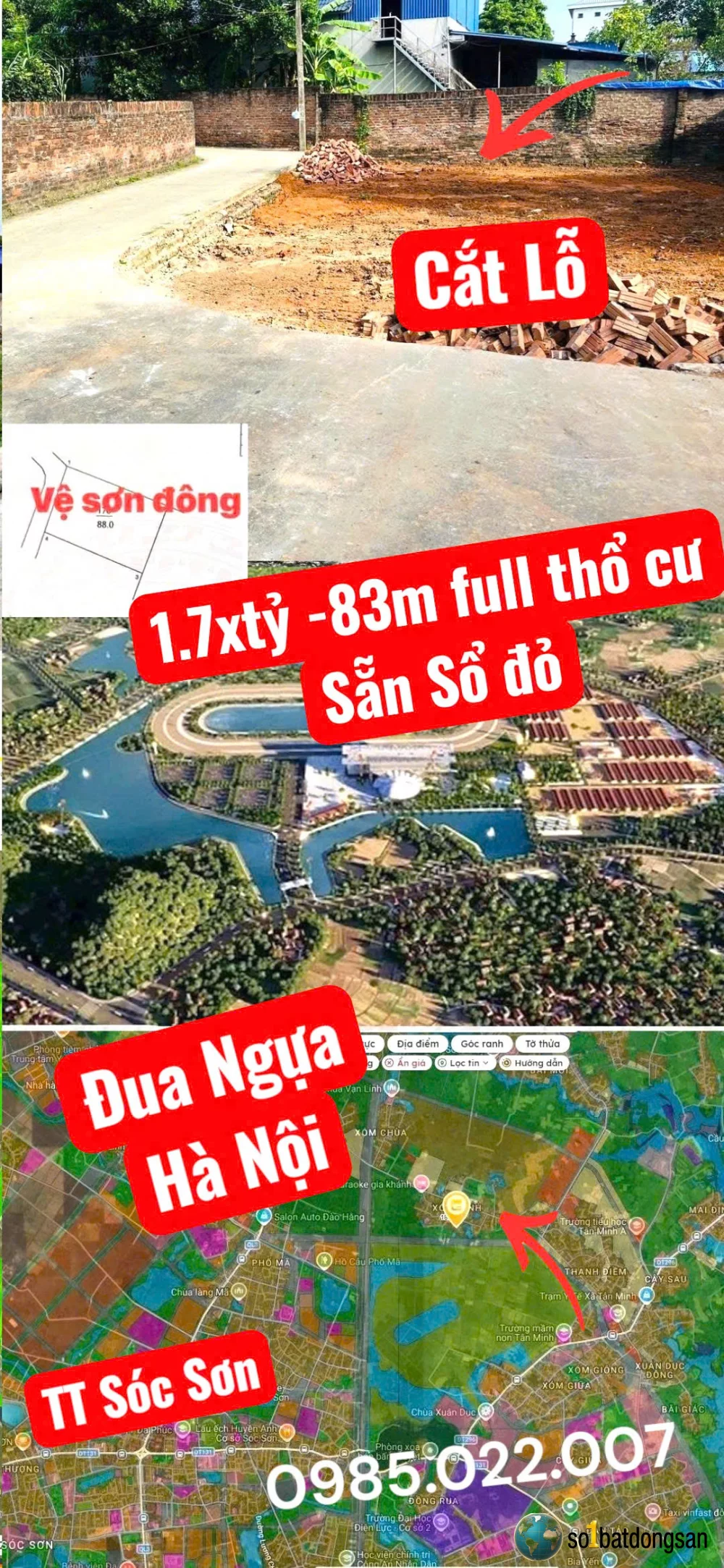 1.7x tỷ 88m Full thổ cư Ngay cạnh trường Đua Ngựa, Sóc Sơn HN giá cắt Lỗ