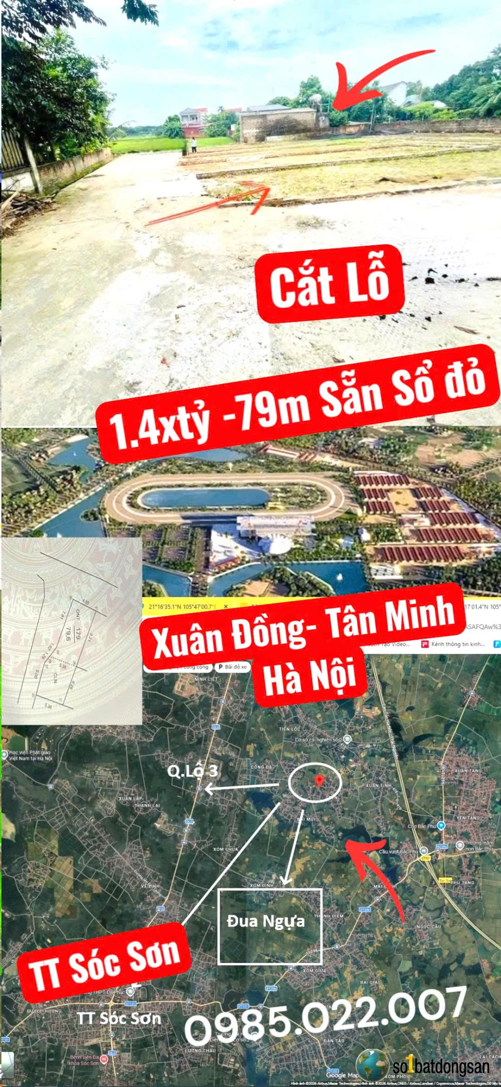 1.4x tỷ 79m Xuân Đồng Sóc Sơn Hà Nội đón Sóng Trường Đua Ngựa và hạ tầng du lịch phía bắc HN