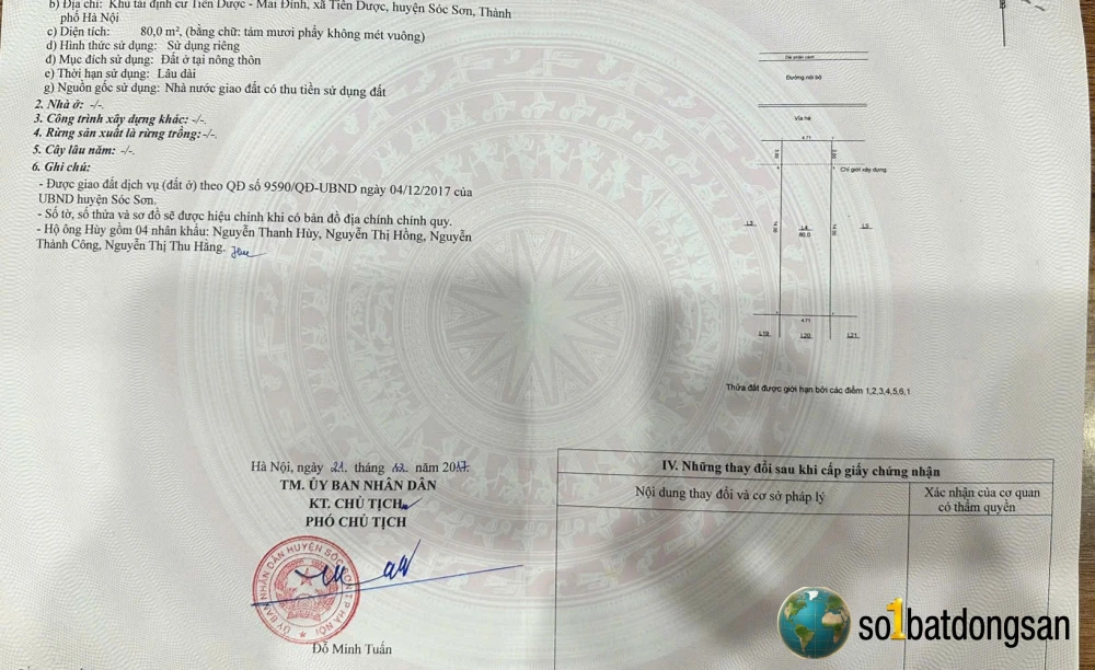 Chính chủ nhờ bán mảnh đất đẹp Tái Định Cư Tiên Dược - Mai Đình , Sóc Sơn . DT : 80m fun thổ cư . MT : 4,71m Đc : Tái Định Cư Tiên Dược - Mai Đình , Sóc Sơn , Hà Nội.