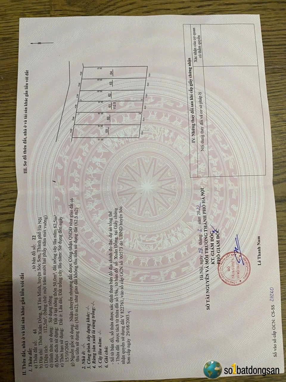 BÁN 112M XUÂN ĐỒNG -TÂN MINH- SÓC SƠN (cũ)