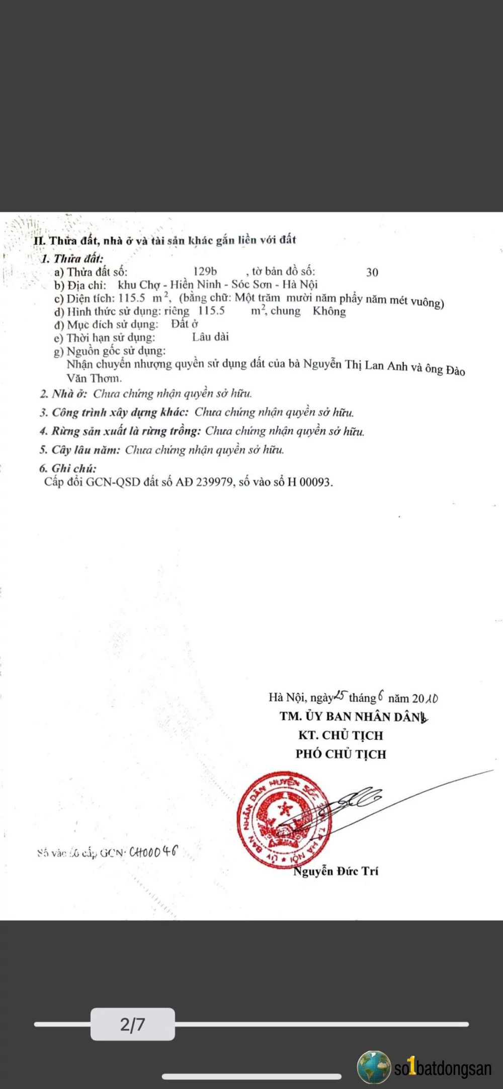 Bán đất ngõ kinh doanh thôn NAM CƯƠNG XÃ KIIM ANH mới