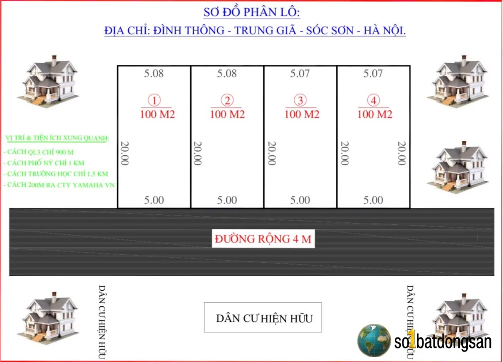 100m Full Thổ Cư - Gần Yamaha trung giã