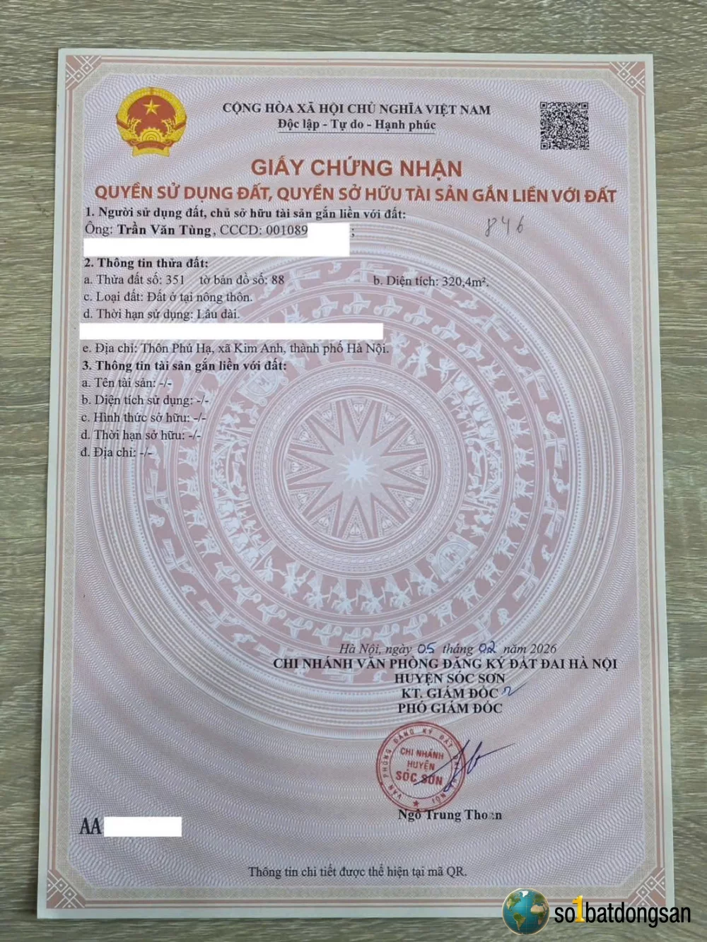Phú hạ-kim anh.15triệu/1m2