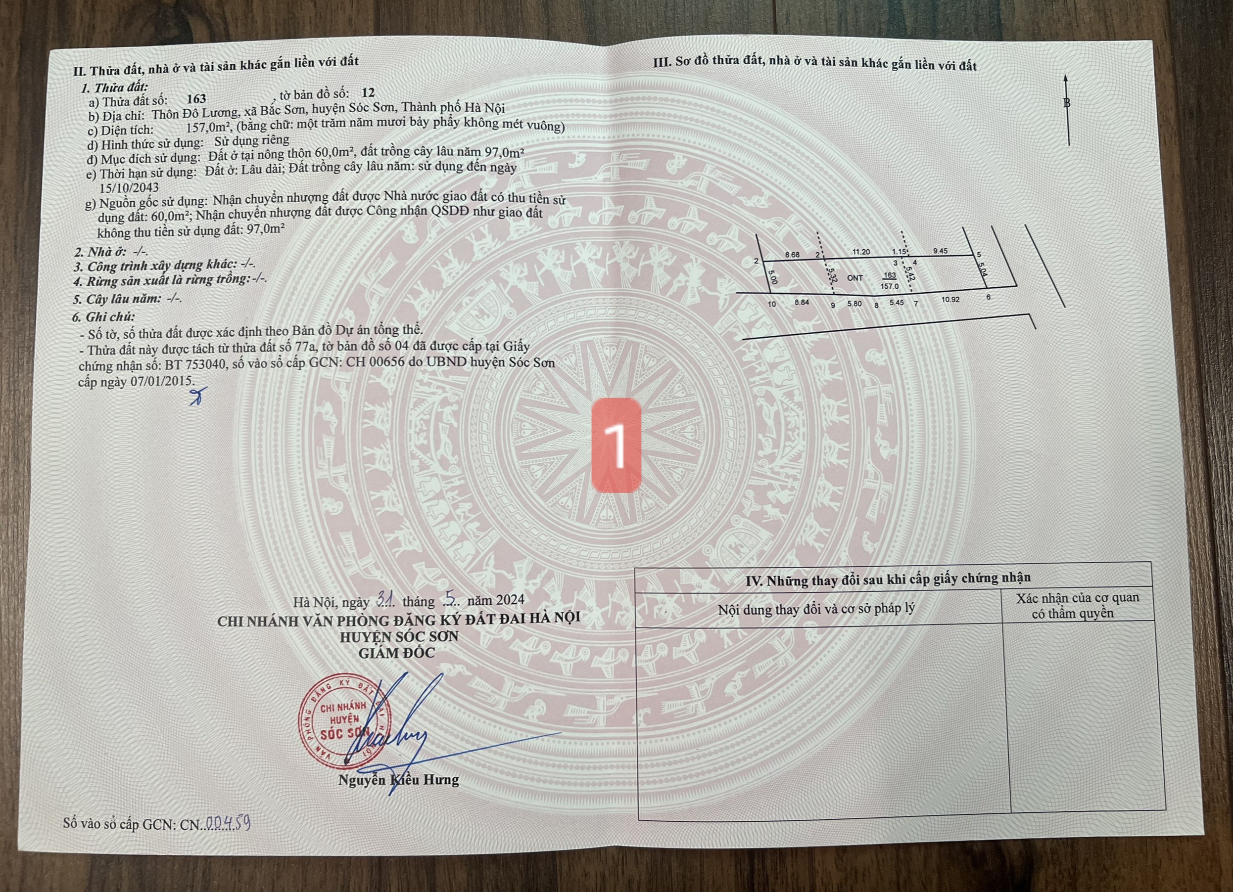 Chính chủ bán 157m đường 9m sổ đỏ giá chỉ hơn 900tr