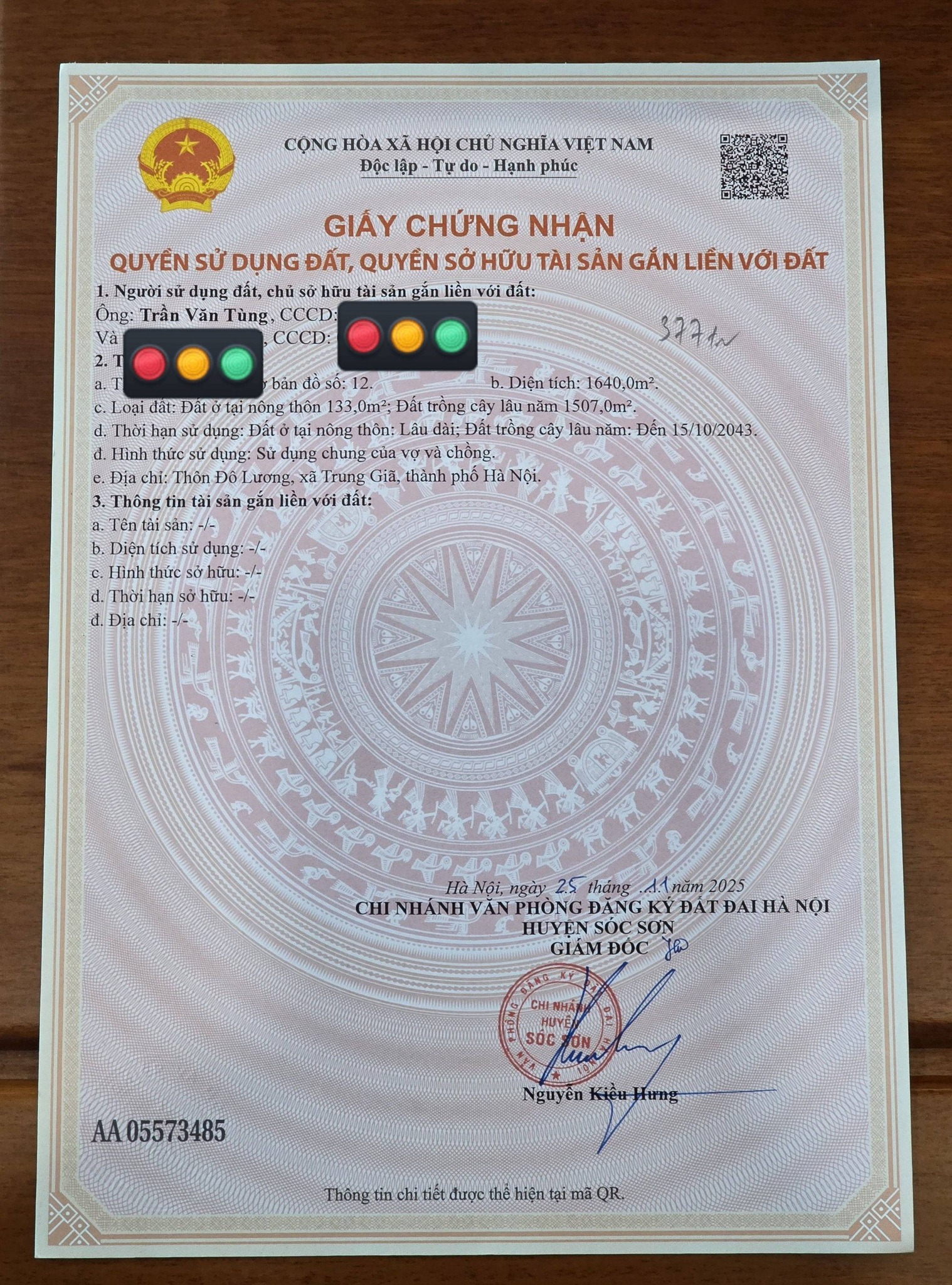 Chủ gửi bán lô 1.640m2 lô góc 2 mặt thoáng sổ hồng chính chủ giá chưa tới 5tr