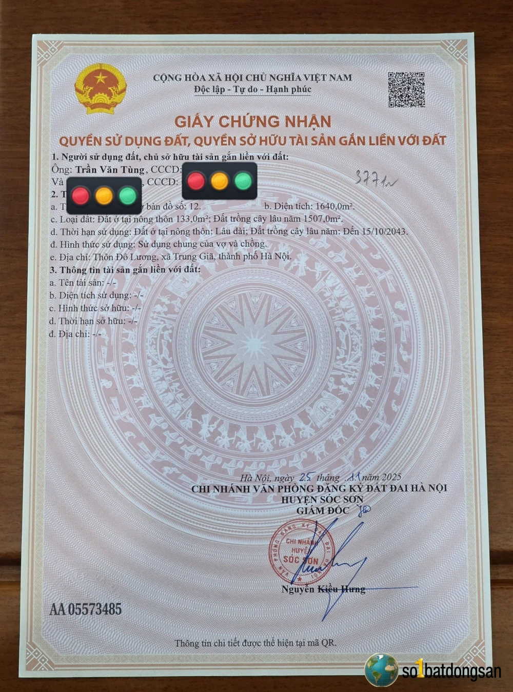 Chủ gửi bán lô 1.640m2 lô góc 2 mặt thoáng sổ hồng chính chủ giá chưa tới 5tr