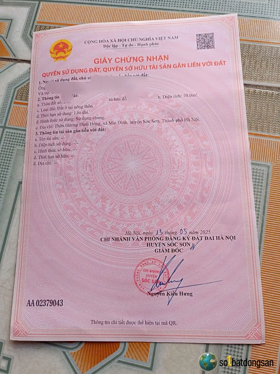 Bán 70m Hương Đình Đông, xã Mai Đình cũ khu công nghiệp