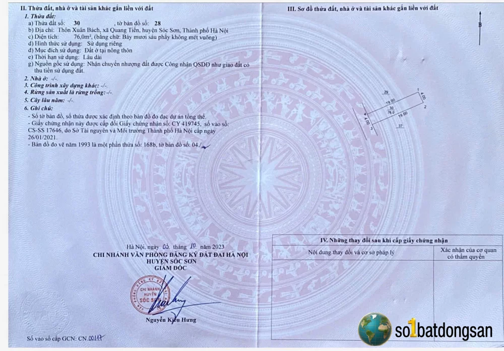 3.2ty lô đất 76m đường thông Xuân Bách, sát ngay 3 KCN và Sân Bay Nội Bài dân cư giàu có và sầm uất