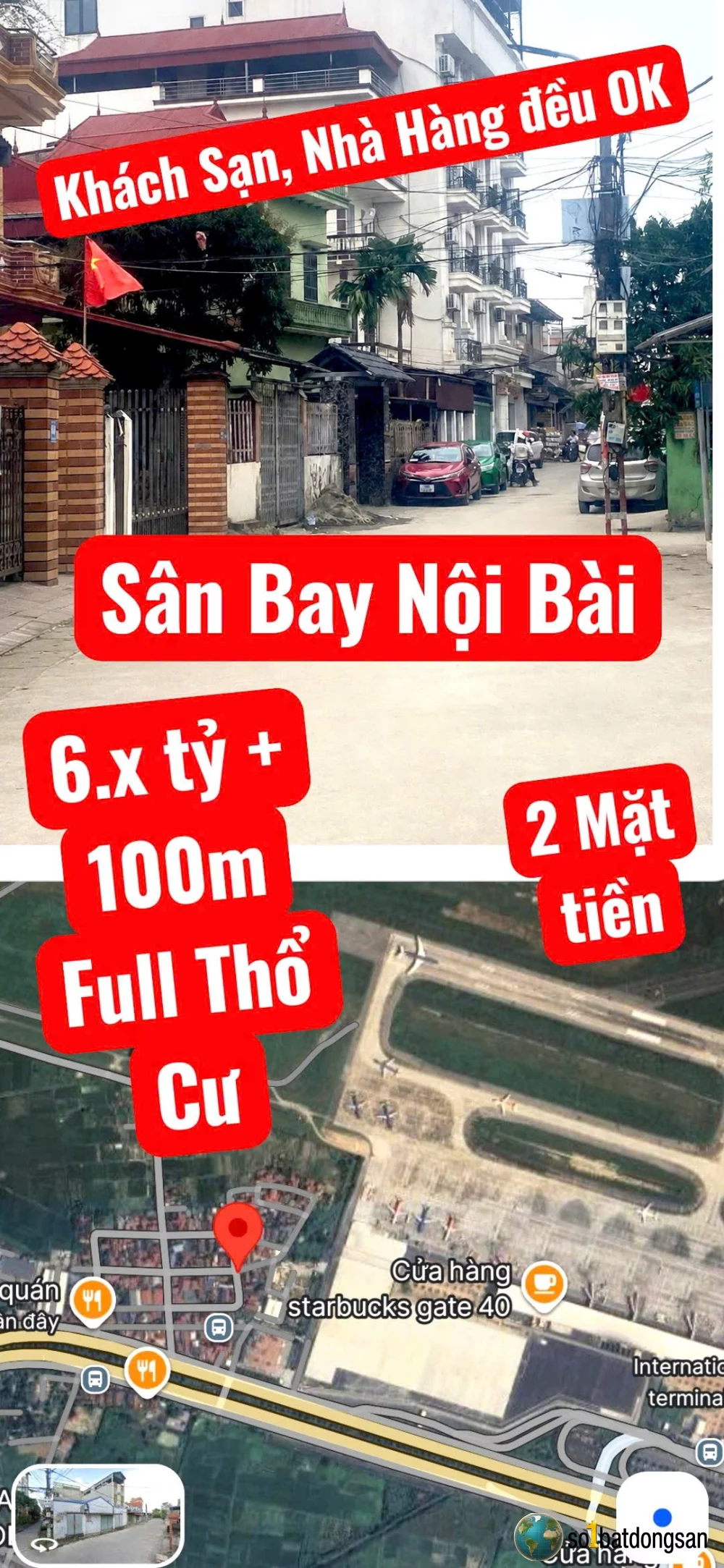 6.x tỷ lô 100m Full thổ cư giáp nhà ga Q.tế T2, Nội Bài, Điền Xá, Đất Kinh Doanh