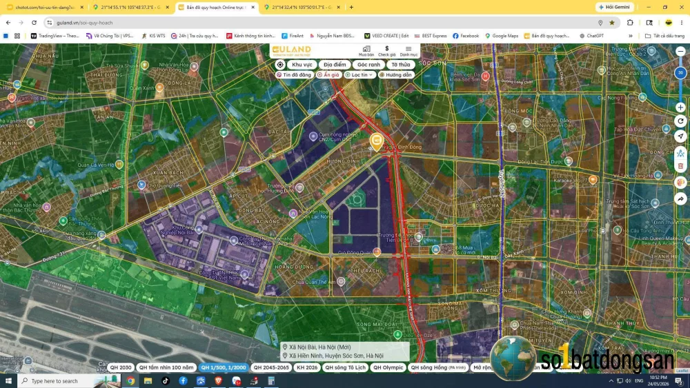 3.1x tỷ lô đất 108m Mặt tiền hơn 9m Hương Đình Đông, giữa 3 KCN và gần KDT vệ tinh Sóc Sơn