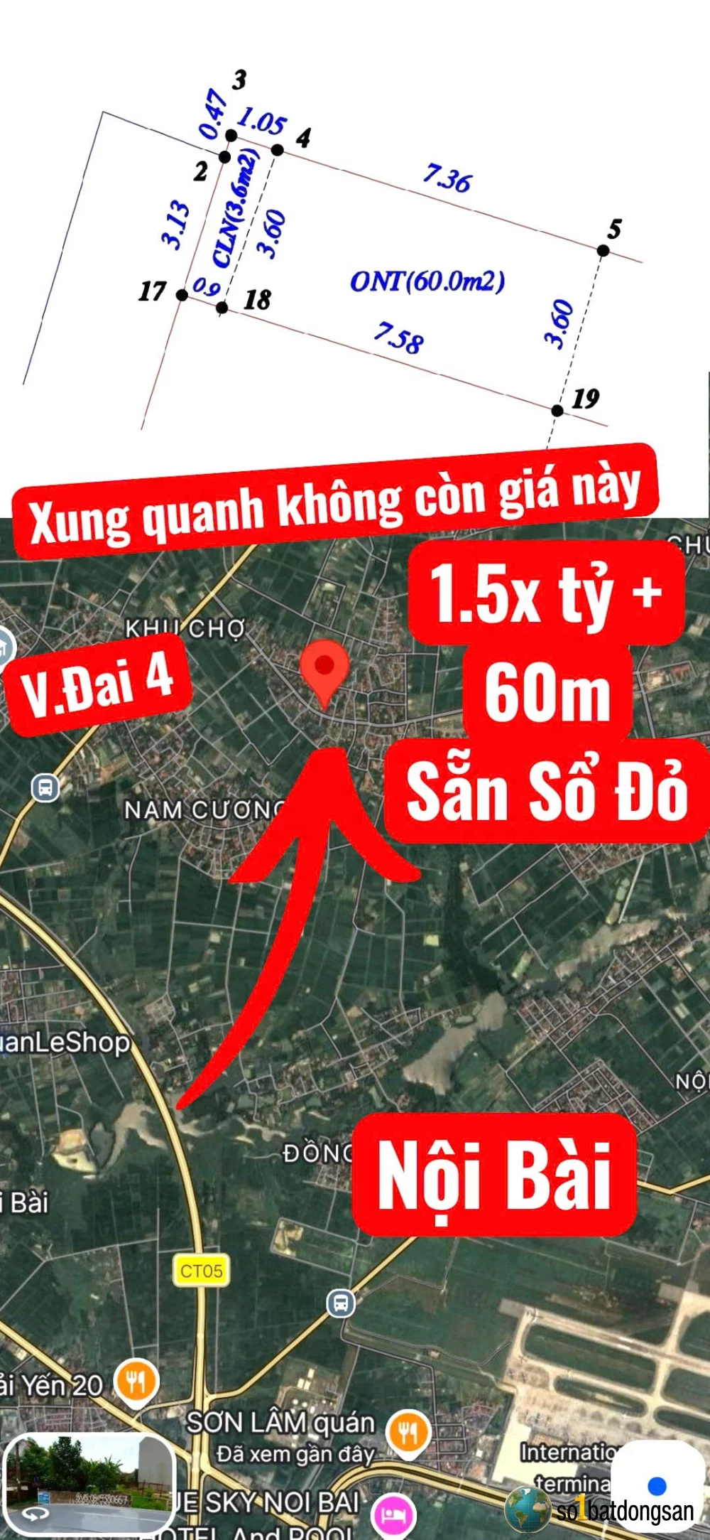 1.5x tỷ lô đất 65m ngay Trục Chính Hiền Lương, Nội Bài, Phân khúc không còn giá này